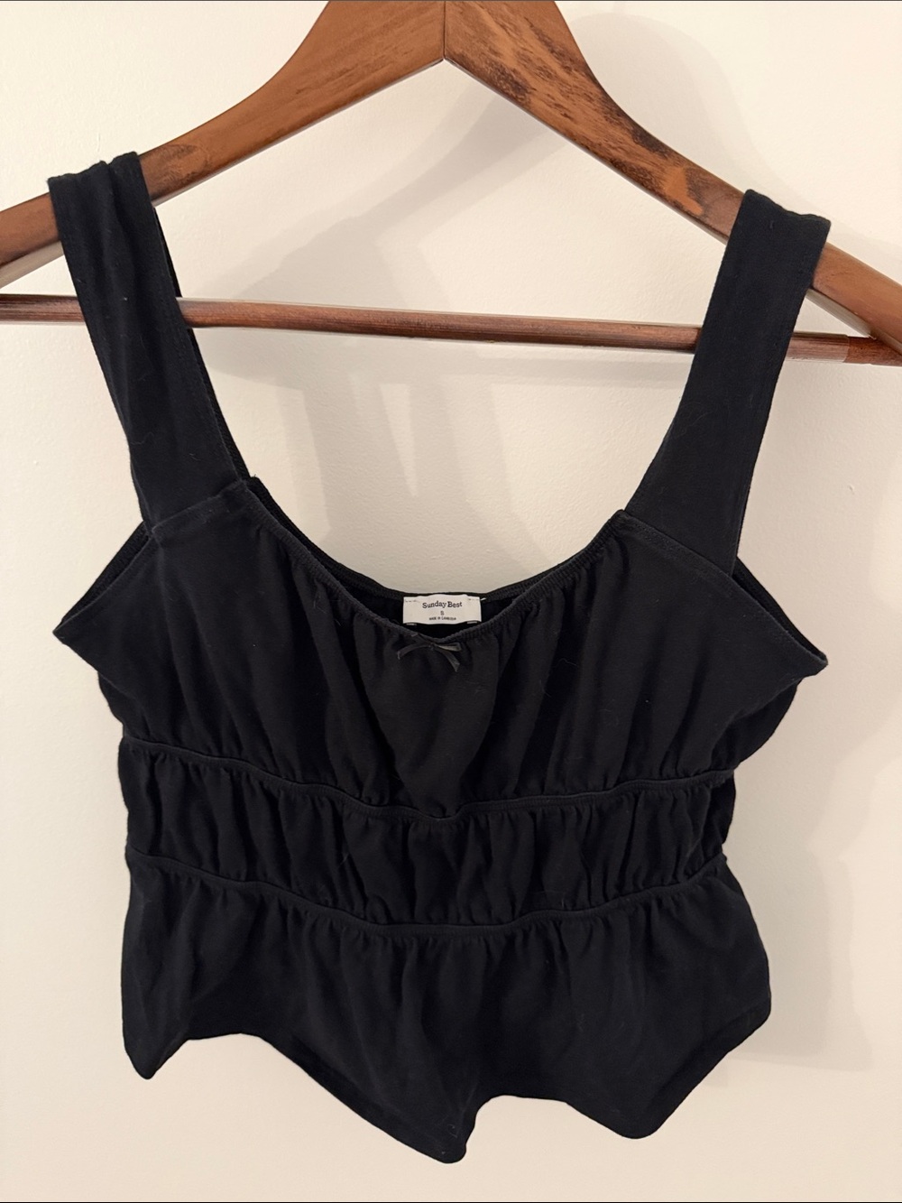 Sunday Best Black Smocked Tank with Wide Straps Size S